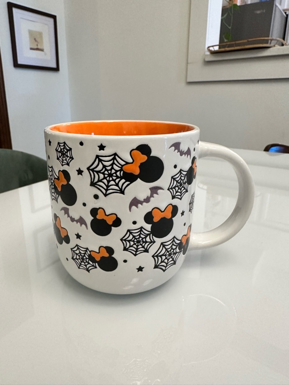 Minnie Mouse White Halloween Spiderweb and Bows Ceramic Mug
